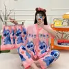 Kimono Nuevo Estilo al por Mayor Labubu Conjunto de Tres Piezas Pijamas Populares para Mujer Verano Comercio Exterior Transfronterizo Sudeste Asiático Ropa de Casa