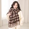 Novo Cachecol de Mohair Espesso Outono/Inverno 2026 com Toque de Luxo, Quente e Versátil para Homens e Mulheres, Casaco Listrado Retrô
