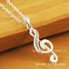 Popular joyería de calidad europea y americana para mujeres diosa, collar de música con colgante de nota musical, collar con incrustaciones de piedra, disponible en stock