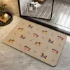 Alfombra de baño tejida de lino, alfombra de inodoro de color liso con dibujos animados, resistente a la suciedad, antideslizante, absorbente, alfombra de entrada resistente a la suciedad