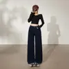 Naranja Infantil # Vaqueros de Pierna Ancha Simples, Modernos y de Alta Gama para Mujer, de Cintura Alta, Ajustados y con Caída, Pantalones Rectos Casuales y Versátiles