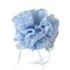 Scrunchie de Laço de Fita Xadrez Azul Faixa de Cabeça Fofa de Gato Laço de Cabelo para Meninas Flor de Cabelo Acessório de Cabelo Infantil
