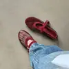 Zapatos de ballet Mary Jane, completamente adornados con pedrería, estilo francés, color albaricoque té con leche, zapatos de red con pedrería de malla, sandalias planas para mujer, estilo francés