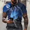 Série de Impressão 3D Beleza Realista e Lobo Nova Chegada Verão 2024 Tops e Camisetas Masculinas Soltos Versáteis para o Dia a Dia
