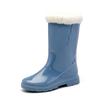 Botas de lluvia Botas de lluvia de moda para mujer para exteriores, antideslizantes, impermeables, zapatos de agua transfronterizos, botas de agua hasta media pantorrilla para adultos, zapatos de goma cálidos con forro polar