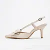 Tacones Altos de Punta Francesa con Lazo para Mujer 2025 Nuevos Sandalias Elegantes de Verano para Mujer con Punta de Stiletto
