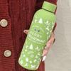 Nueva taza de vacío de acero inoxidable navideña portátil con patrón navideño, taza de agua para estudiantes masculinos y femeninos, taza navideña navideña