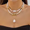 Colar Europeu e Americano Transfronteiriço de Pérolas Imitação, Colar de Amor Multicamadas de Alto Padrão, Corrente de Suéter de Pérolas, Colar de Moda Literária de Luxo Leve