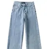 Ins Ropa de mujer estilo europeo y americano al por mayor 2026 Otoño nuevo jeans de pierna ancha sueltos lavados cepillados con estampado de corazón