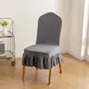 Funda elástica para silla de banquete transfronteriza con falda, funda de silla grande curva de cobertura total, funda a prueba de polvo para respaldo, funda de silla integrada