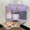 Bolsa de almacenamiento portátil para cosméticos de malla flocada, bolsa de almacenamiento para estudiantes, de alto valor, portátil, transpirable, de gran capacidad, bolsa morada Love