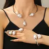 Conjunto de Joyería de Perlas Irregulares Barrocas Transfronterizo Europeo y Americano para Mujer, Collar de Gama Alta, Pendientes, Anillo, Pulsera, Gargantilla