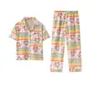 Pijama Infantil Estilo Coreano para Mujer de Manga Corta Imitación Algodón Conjunto de Ropa para Casa Caricatura Cárdigan Pantalones Cortos Pijama de Verano para Niños