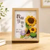 Regalo para el Día del Maestro: marco de fotos hueco con flores de hilo tejido, regalo creativo para maestros, decoración de escritorio de oficina