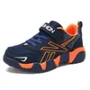 Sapatos Jinjiang sapatos infantis sapatos esportivos para meninos superfície de couro superfície de malha sapatos para meninos crianças médias e grandes sapatos casuais para estudantes sapatos