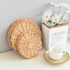 Simples Tecido Placemat Imitação Rattan Plástico Redondo Isolado Térmico Placemat Flushable Doméstico Cozinha Vime Mesa De Jantar Prato Mat