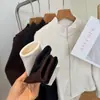 Chamarra de cuello alto con doble cremallera para mujer, capa interior de forro polar de doble cara para otoño e invierno, abrigo corto forrado de polar estilo nuevo 2026