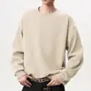 Sudadera popular de otoño para hombre, 380g, lisa, cuello redondo, sudadera con capucha, moderna, corte holgado, color liso, prenda exterior versátil
