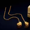 Pendientes Largos de Acero Inoxidable 304 con Forma de Corazón y Acero de Titanio Chapado en Oro de 18 Quilates para Mujer, Elegantes Pendientes que Hacen que el Rostro Parezca Más Delgado