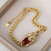 Distrito de Lu Novo Zircônia Incrustada em Cobre Pulseira de Cabeça de Leopardo Hip Hop Cor Alta Estilo Europeu e Americano Personalidade Nicho Pulseira