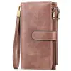 Carteira Feminina Longa de Couro Vintage Amazon 70% de Desconto RFID Bolsa de Mão Multifuncional Personalizada por Fabricante de Guangzhou