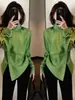 2026 Verano Nuevo de Moda Diseño Elegante Camisa de Cuello Alto con Abertura Versátil Elegante Estilo Diosa Manga Larga Superior