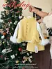 Vamos Brincar Juntos com Nossas Roupas Combinando: Conjuntos Rosa e Fofos de Mãe e Filha, Conjunto de Colete de Lã Fleece, Conjunto de Colete e Saia com Bola de Pelo de Raposa