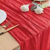Novos produtos transfronteiriços Caminho de mesa enrugado Gaze Toalha de mesa translúcida Toalha de mesa para festa de feriado Toalha de mesa de casamento Twist Caminho de mesa enrugado