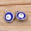 Colgante de ojo de diablo de esmalte, 2 colores, 6, 8 y 10 mm, hecho a mano, para collar y pendientes.