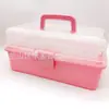 Caja de almacenamiento de tres capas, semitransparente, plegable, 671, color sólido, caja de herramientas, medicina, arte de uñas, juguete, pintura artística, goo, tarjeta, almacenamiento