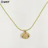 Wt-N1496 Pequeño y Exquisito Gema de Color Turquesa Jade Rojo y Chapado en Oro de 18K Cadena de 18 pulgadas Collar Suéter