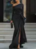 2026 Nuevo Vestido de Noche Elegante y de Moda para Mujer de un Solo Hombro con Abertura para Amazon Transfronterizo Europeo y Americano Día de la Independencia