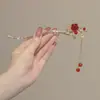 Horquilla de Flor con Borla para Mujer, Nuevo Estilo Chino, Horquilla de Estilo Antiguo de Nicho de Alta Gama, Accesorio para el Cabello para Hanfu y Qipao