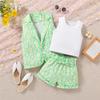 Ropa de Verano a la Moda para Niños Europeos y Americanos, Trajes para Niñas, Trajes de Margaritas Pequeñas, Chaleco con Shorts, Conjunto de Tres Piezas para Niños y Niños de Edad Media