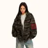 Chamarra con Capucha Camuflaje Estilo High Street Americano para Hombres y Mujeres Primavera y Otoño 2025 Marca Retro Trendy Holgada Casual con Cremallera Trendy