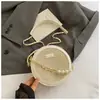 Nova Moda Verão 2025 Bolsa de Corrente Feminina Pequena Bordada Transversal Ombro Bolsa Redonda Pequena de Alto Valor