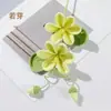 Flor doble de hilo tejido a mano Flor de Paulownia Ramo Flor de simulación Escena de flores Arreglo Decoración de flor artificial Vestidor del hogar Lindo cuatro