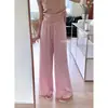 Pantalones Casuales de Verano de Cintura Alta con Cordón Pierna Recta Pierna Ancha Pantalones para Mujer Nuevo Estilo Verano 2023 Pantalones Colgantes para Mujer