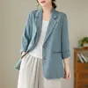 Blazer de Algodón y Lino de Alta Gama Estilo Japonés, Exportación Vintage para Mujer, Moda Primavera y Verano, Cárdigan Sencillo para el Trabajo