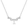 Collar de Plata Pura S999 con Borde de Encaje y Zirconia en Forma de Gota de Agua para Mujer, Lujo Ligero, Estilo de Gama Alta, Estilo Ins, Cadena Versátil para la Clavícula