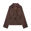 Ins transfronteiriça Europeia e Americana 2026 nova moda elegante feminina atacado roupa de trabalho curta lapela dupla blazer trench coat