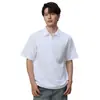 Camiseta Masculina Verão Algodão de Xinjiang Gola Lapela Zíper Manga Curta Jovem Casual de Negócios Cor Sólida Camisa Polo Esportiva