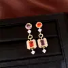 Pendientes de botón redondos de plata con baño de oro real de 18k y circonita, pendientes de diseño vintage usados, pendientes versátiles para el temperamento, accesorios para pendientes