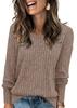 Suéter de cuello redondo de manga larga para mujer, moda de otoño e invierno, suéter simple de color sólido para damas