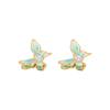 Novos Brincos de Borboleta com Zircônia Esmaltada Chinesa Gotejamento de Óleo Design Único de Luxo Leve Brincos de Alto Padrão Brincos Elegantes da Moda