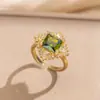Anillo Exquisito Super Brillante de Circonita para Niñas, Lujo Accesible y Anillo de Apertura Ajustable de Gama Alta, Baño de Oro Real Simple