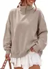 2026 Ropa de Mujer Transfronteriza de Comercio Exterior Europeo y Americano Amazon Más Vendido Sudadera Casual Holgada de Cuello Semi-alto con Dobladillo Dividido y Bolsillos