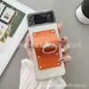 Capa de celular com tela dobrável para Samsung zFlip4 Galaxy Zflip3 capa com padrão de couro transparente anel de diamante