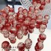 Cuentas de vidrio con grietas de hielo rojas para Año Nuevo, cuentas de bambú hechas a mano, collares, pulseras y accesorios de joyería.