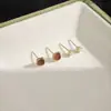 Pendientes de Botón Clásicos de Aguja de Plata Estilo Hong Kong Geométricos Ámbar Ojo de Tigre Pequeños y Exquisitos Maillard Juego de Pendientes de Alta Gama